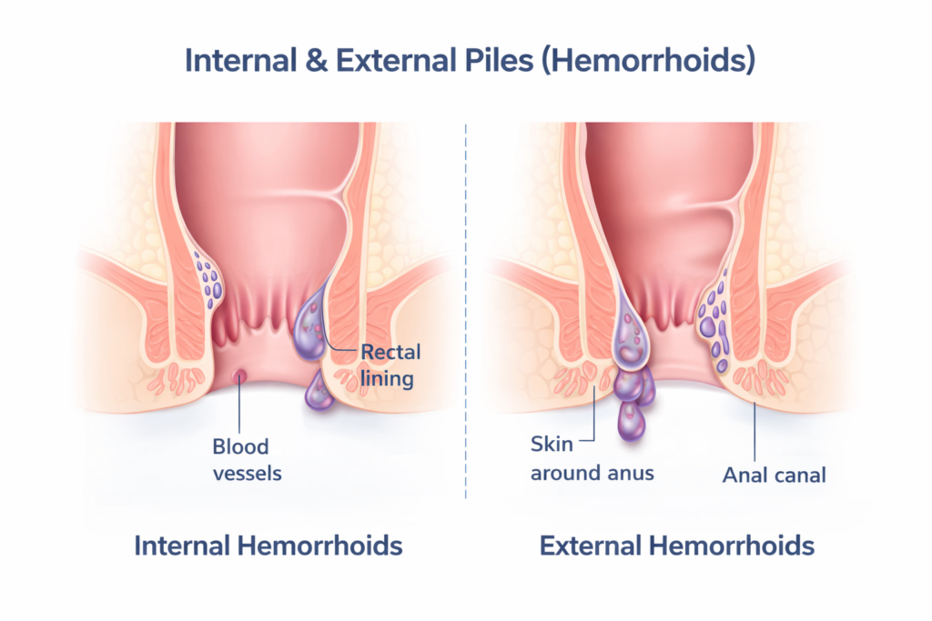 Internal and external piles